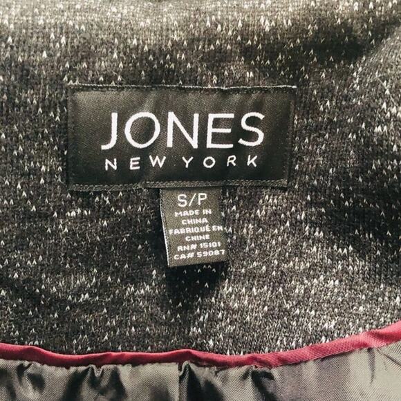 Jones New York Belted Pea Coat Jacket Size Small Charcoal Fabric Coat with Hood - Picture 10 of 16